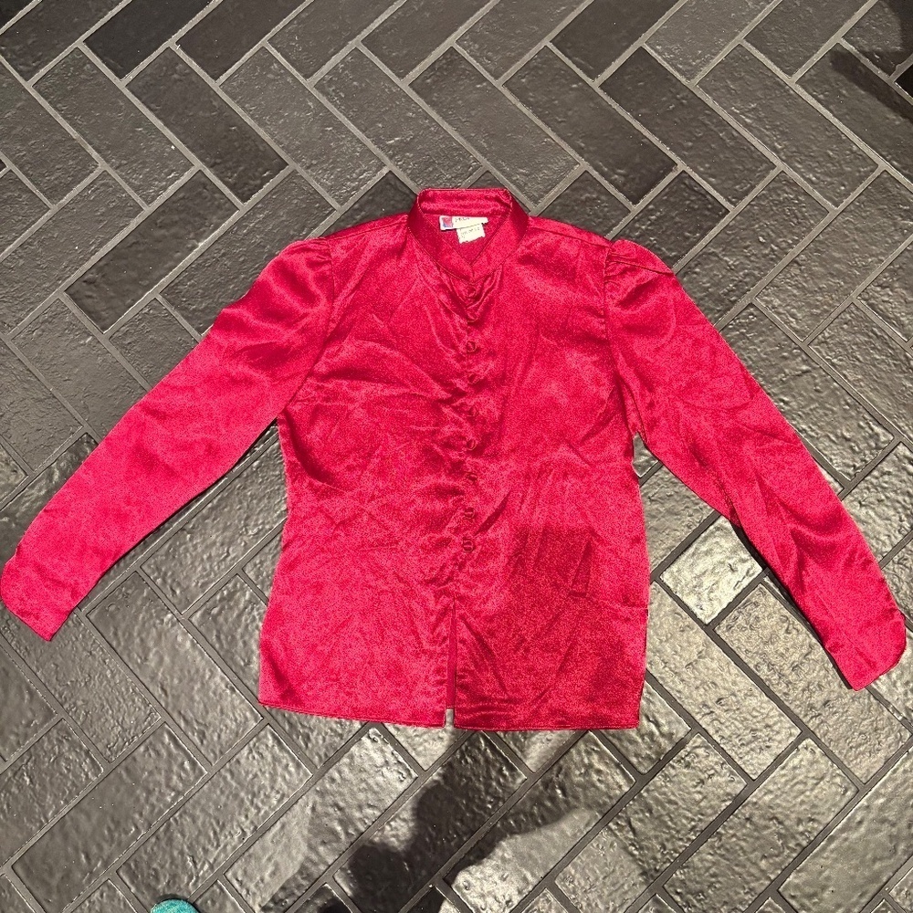 Vintage Prophecy button up Red silk shirt - Picture 3 of 9
